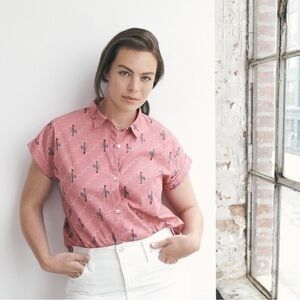 Bonobos pink stair stepper button up shirt size S